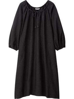 uniqlo black linen dress Check styling ideas forLinen Blend Square Neck Short Sleeve Dress| UNIQLO PH